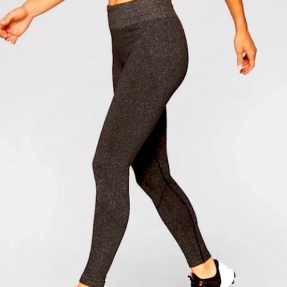 Athleta Shimmer Seamless Tights Brown and Gold S